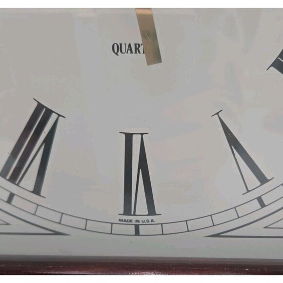 Ethan Allen Wooden Clock Brass Accents Roman Numerals Quartz Made In USA - Picture 7 of 16